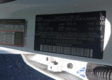 2021 Hyundai Elantra Sel z USA, uszkodzony, nr VIN 5NPLM4AGXMH038560